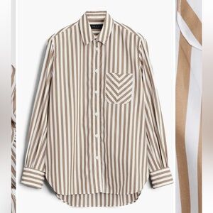 Rag & Bone Maxine Stripe Cotton Button-Up Shirt in Brown Stripe
